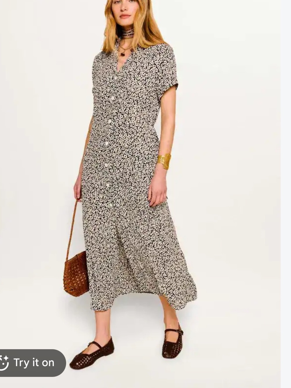 Green Floral Button-Front Maxi Dress